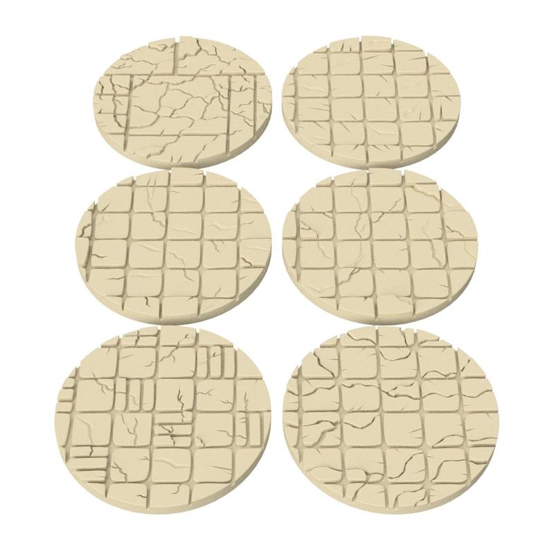 3D Printable Cracked Tile Base Toppers – 32mm Round Miniature Bases
