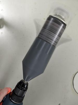 Spray can drill mixer