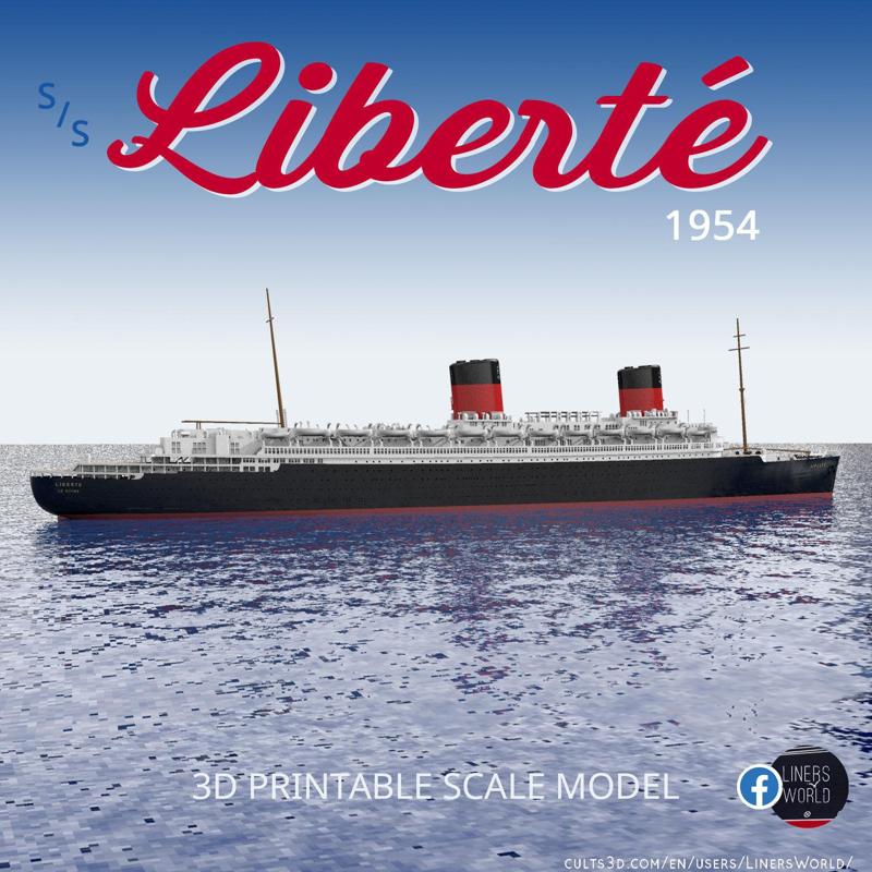 SS LIBERTE ocean liner 1954 - full and waterline printable model