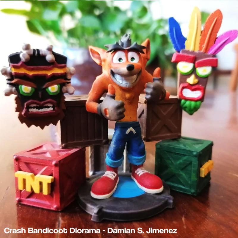 Crash Bandicoot Diorama Uka uka and Aku Aku 3D Printable
