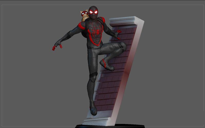 SPIDERMAN PS5 MILES MORALES STATUE WALL VERSION MARVEL