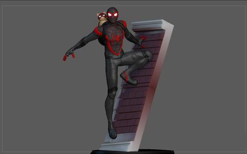 SPIDERMAN PS5 MILES MORALES STATUE WALL VERSION MARVEL
