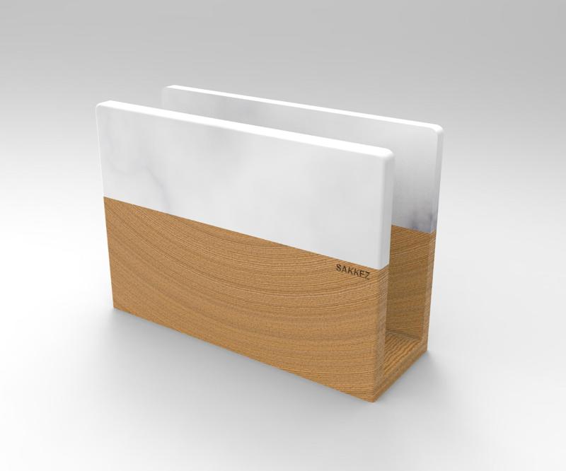 Napkin Holder Wood and Marble