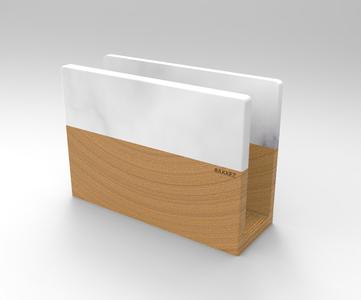 Napkin Holder Wood and Marble