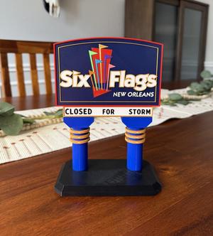 Six Flags New Orleans Entrance Sign - CLOSED FOR STORM