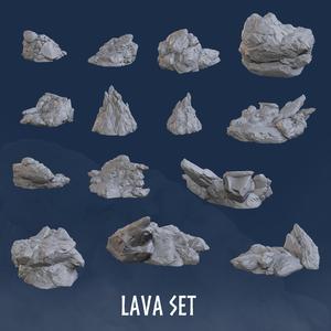 Mountain Lava Rocks (7 Models Bundle) - Rocks - Mountain - Rock - Blocks - Base - Bases Terrain - Mountain Terrain - Terrain - Environment Terrain - Terrain Environment - Mountain - Mountains - Terrain Set - Terrain Block - Terrain, Rocks