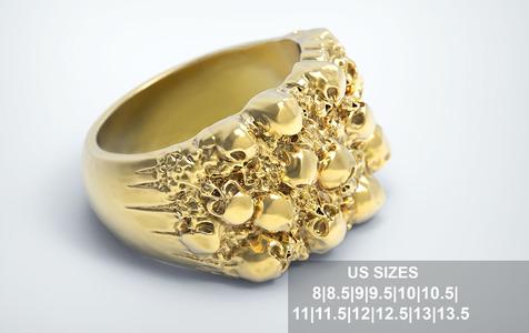 Nugget with Skulls Ring