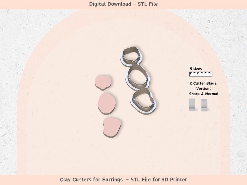 Polymer Clay Cutter STL Set – 5 Sizes, 2 Blade Types | Modern Minimalist Polymer Clay Earring Cutter