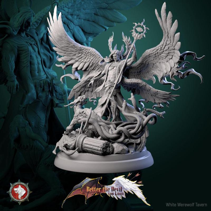 Cassiel, Heaven's Sentinel diorama, 32mm and 75mm pre-supported