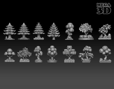 14 Tabletop Game Trees 3D Model