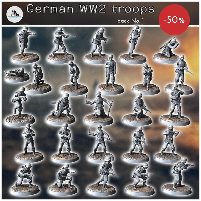 German WW2 troops pack No 1 - miniatures tabletop WW2 3D Model Collection