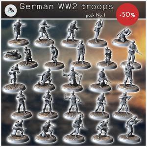 German WW2 troops pack No 1 - miniatures tabletop WW2 3D Model Collection