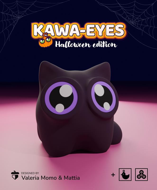 Kawa-eyes Cat 🐱🎃 Keychain & Fidget!