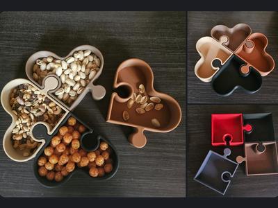 2 puzzle cocktail apero / candy trays