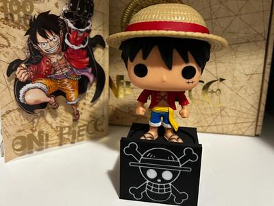 Funko pop stand with logo one piece straw hat