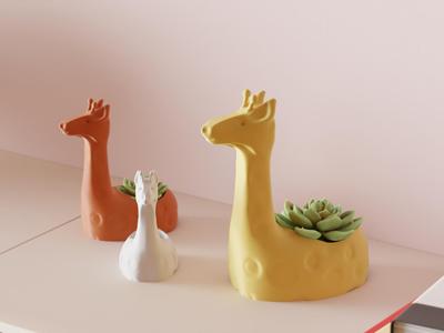 Succulent Plant Pot. Adorable Giraffe Planter.
