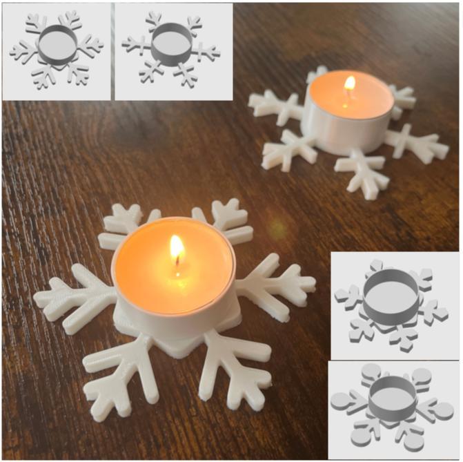 Snow flakes candle holder 4 shapes (tealight)