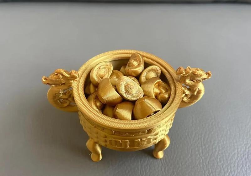 Fortune Bowl Ingot Ornament Lucky Charm Ingot A Bucket of Gold Ingot Dragon Tripod