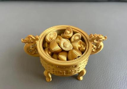 Fortune Bowl Ingot Ornament Lucky Charm Ingot A Bucket of Gold Ingot Dragon Tripod