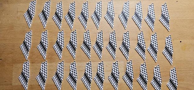 Palestine map with keffiyeh pattern