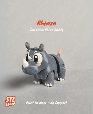 Cute articulated Rhino - Print in place animal