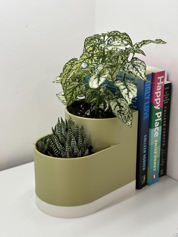 Double Plant Bookend Planter – Modular Design with Water Reservoir