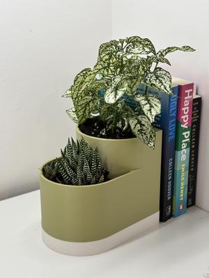 Double Plant Bookend Planter – Modular Design with Water Reservoir