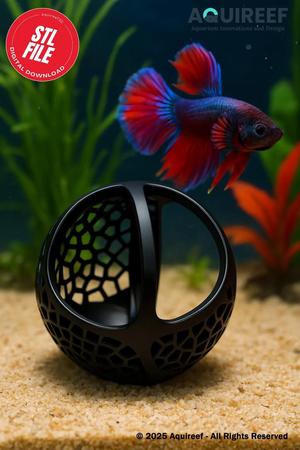 Betta Cave Sphere | Modern Floating, Mounted & Free Placement Aquarium Fish Resting Cave
