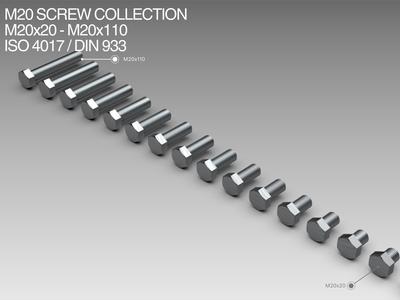 M20 Screw Collection M20x20-M20x110 ISO 4017 / DIN 933
