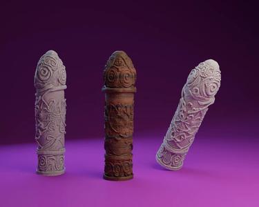 Elaborately Carved Phallic Effigy : Norse   