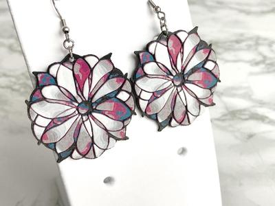 Stylized Stained Glass Flower Earrings HueForge