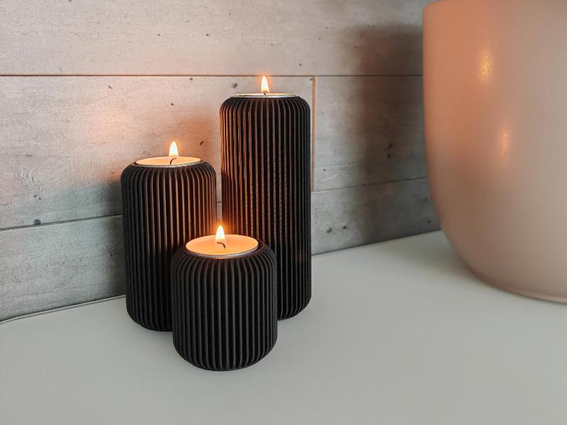 Ribbed Modern Tealight Holder - different heights