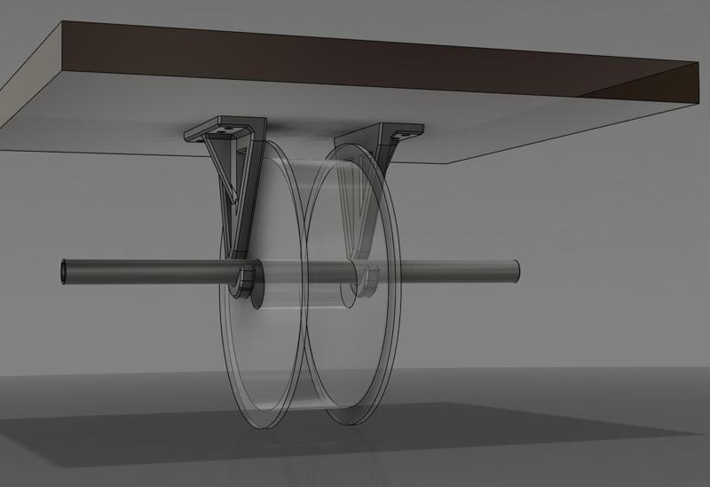 Spool Holder for 2kg spools, (hook and rod under table)
