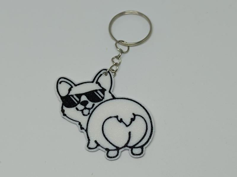 Dog Silhouette Keychain (Corgi)