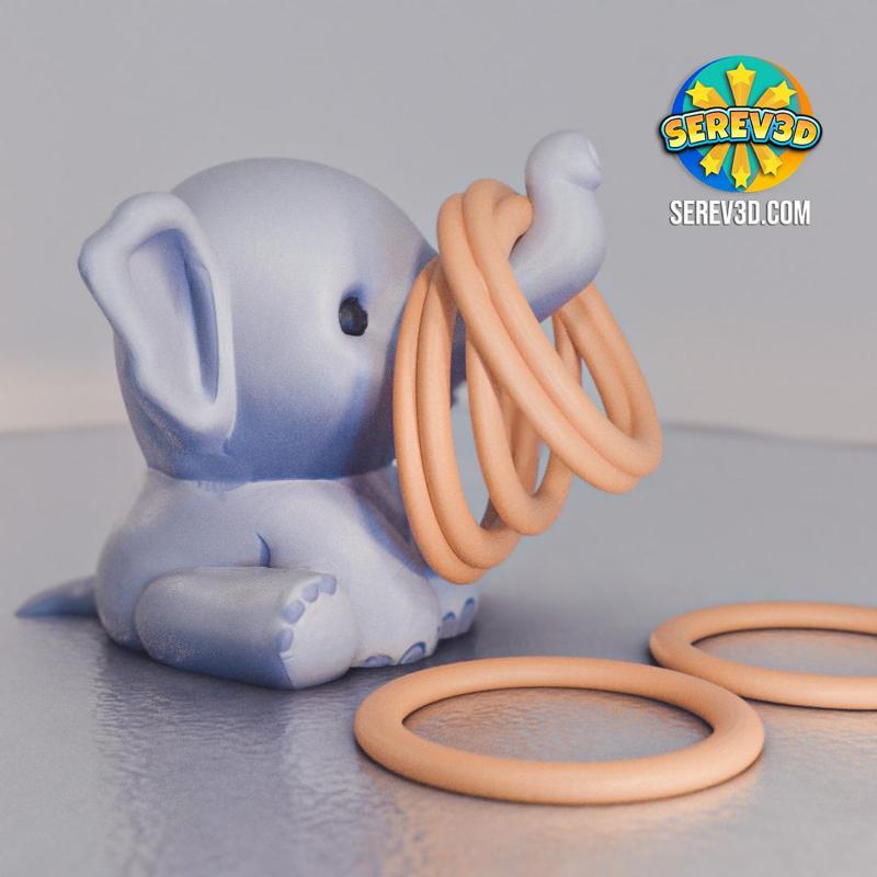 Baby Elephant - Ring Holder - 3D print STL and 3MF file