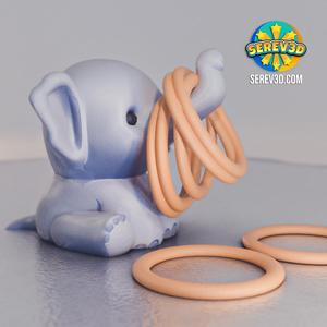 Baby Elephant - Ring Holder - 3D print STL and 3MF file