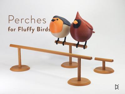 Fluffy Birds Perch Set