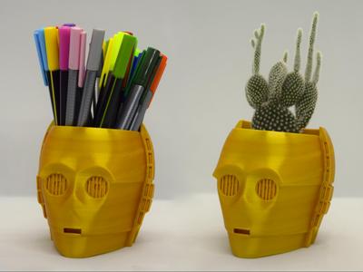 C3PO Head - pen holder / plant pot