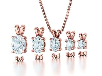 Oval Solitaire Pendants 8x6 7x5 6x4 5x3 4x3 Gems Necklaces