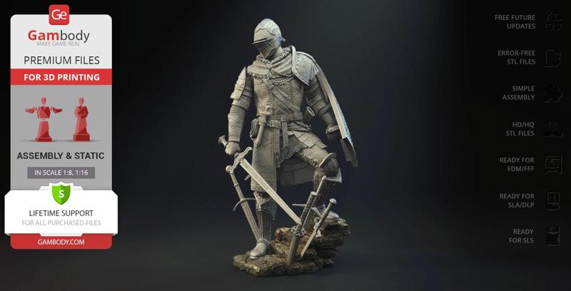 Elite Knight of Astora STL Files for 3D Printing | Assembly Model