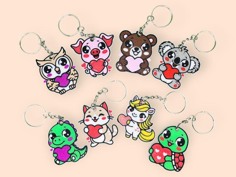 Cute Valentine's Day Animal Keychain Set