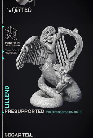 Lillend - Snake angel - Celestial bard - PRESUPPORTED - Heaven Hath no Fury - 32 mm