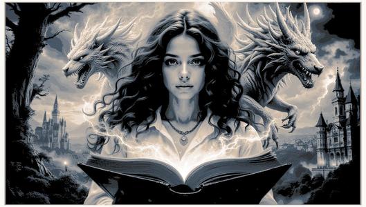 Opening the Book on History and Fantasy, Dragons and Castles - Wall Art