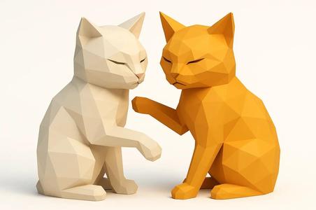 Gatitos amoros Low Poly   