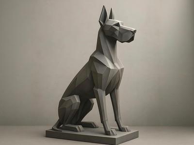Low-poly Great Dane - Animal Sculpture Ornament