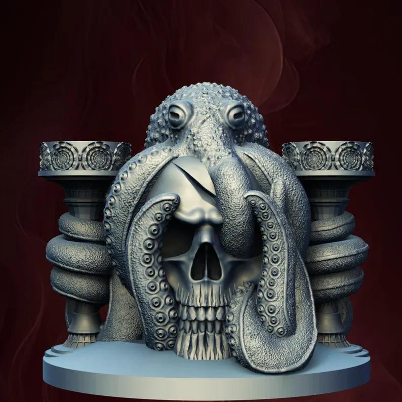 Horror Halloween Tentacle Tomb Candle Holder 3D Printer STL File Format