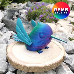 Flexi Hummingbird Remb Studios, STL file for 3D printing, STL print files, Print in Place