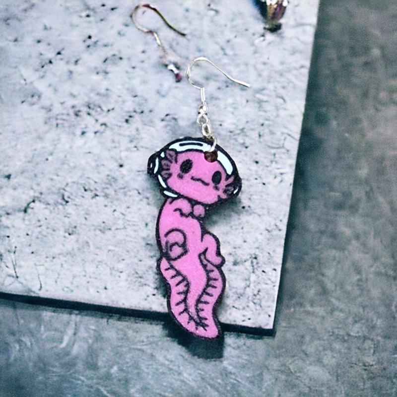 Space axolotl earrings