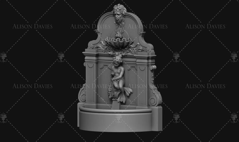 Model Fountain OBJ 3D printable 12th scale can be rescaled