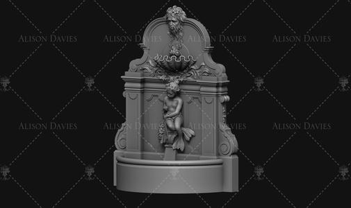 Model Fountain OBJ 3D printable 12th scale can be rescaled